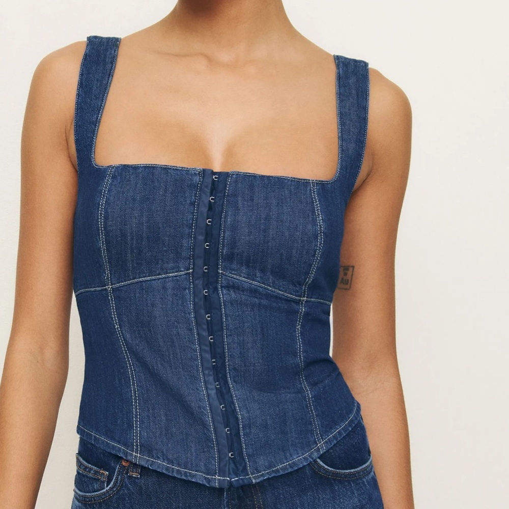 Reformation Tagliatelle Denim Top